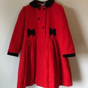 Rothschild red wool/black velvet dress coat & hat